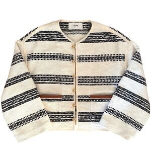 Celine Baja Tweed Jacket Women's‎ FR 42 (US 8-10) Black/Cream Stripe NWOT COA